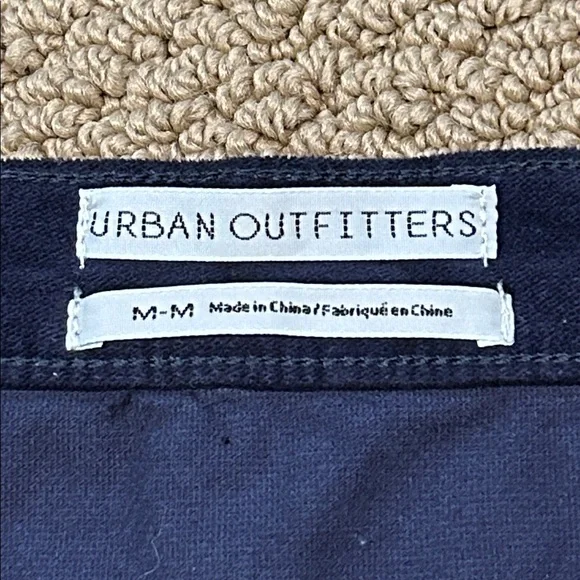 Urban Outfitters Navy Blue A-Line Velvet Mini Skirt Medium Patch Pockets - Picture 5 of 14
